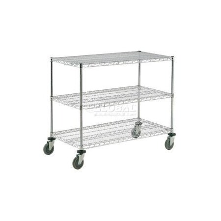 Global Equipment Nexel    Chrome ESD Adjustable Shelf Truck, 3 Shelf, 30"L x 24"W x 40"H, Polyurethane Casters C24303ESD3